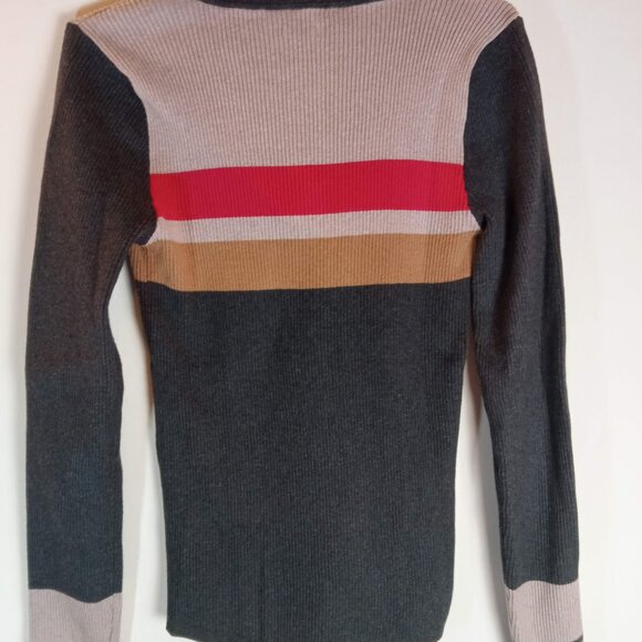 Faherty Mikki Organic Cotton & Cashmere Henley Sweater Multicolor Stripe M - Picture 4 of 5